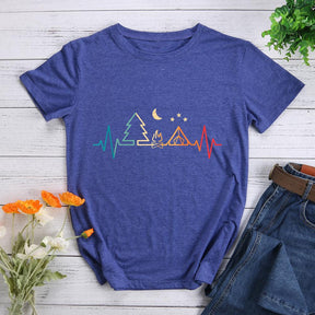 Heartbeat Camping Round Neck T-shirt