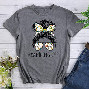 Camping Life Women Round Neck T-shirt