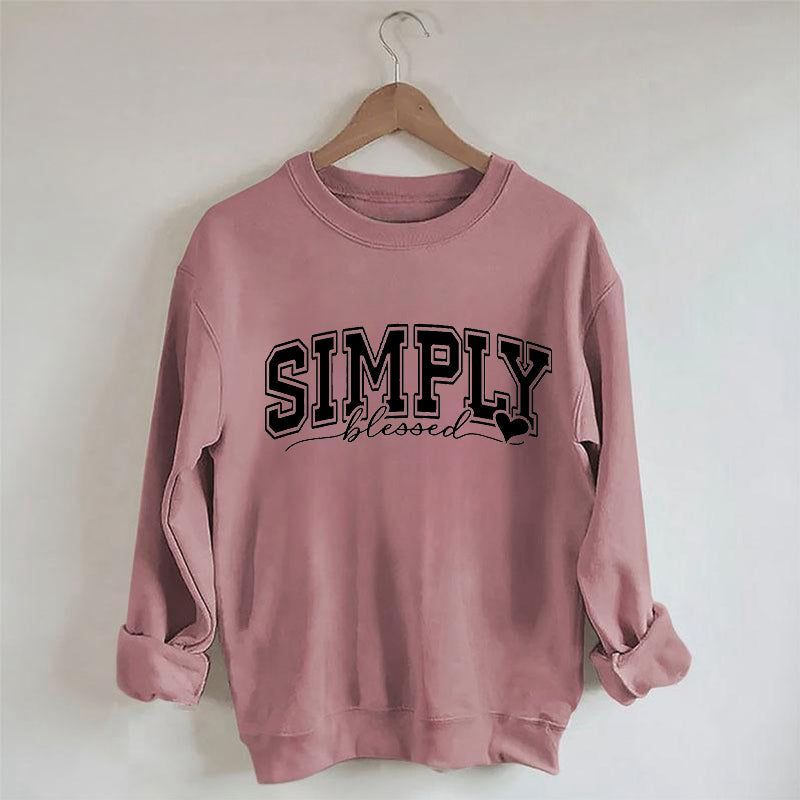 Simply Blessed Letter Print Sweatshirt