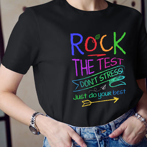 T-shirt drôle de professeur de test Rock The Test