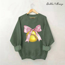 Coquette Pink Bow Softball Mama Sweatshirt