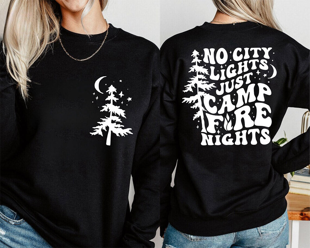 Camp Life Tree And Letter Print Sweatshirt