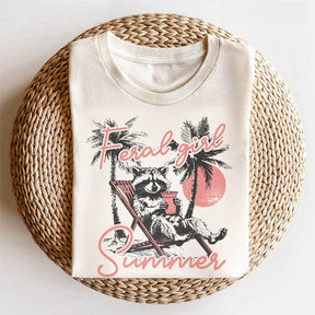 Feral Girl Summer Raccoon Funny T-shirt