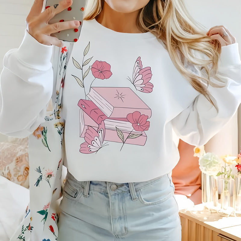 Floral Butterfly Book Lover Sweatshirt