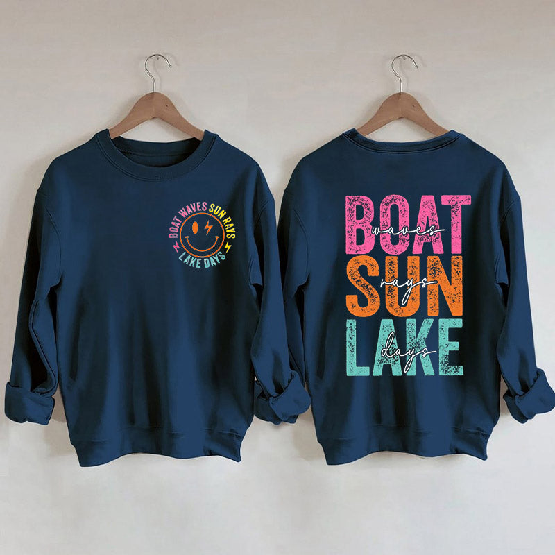 Boat Waves Sun Rays Lake Days Sweatshirt