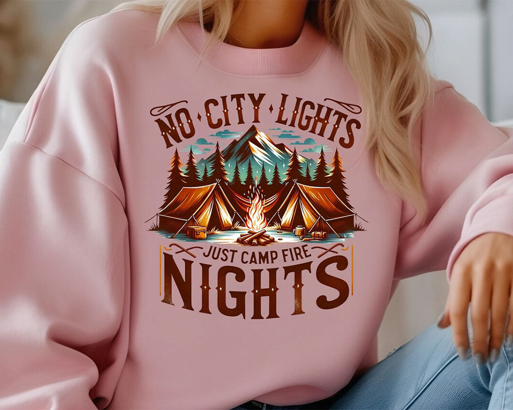 No City Lights Just Camp Fire Nights Outdoor Sweatshirt