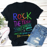 T-shirt drôle de professeur de test Rock The Test