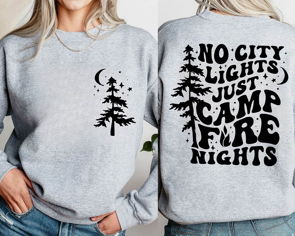 Camp Life Tree And Letter Print Sweatshirt