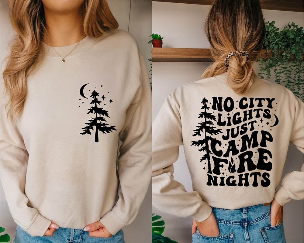 Camp Life Tree And Letter Print Sweatshirt