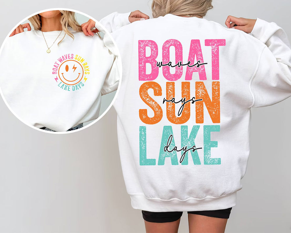 Boat Waves Sun Rays Lake Days Sweatshirt