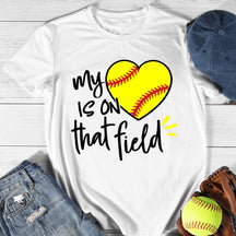 Mon cœur est sur ce T-shirt de softball de terrain