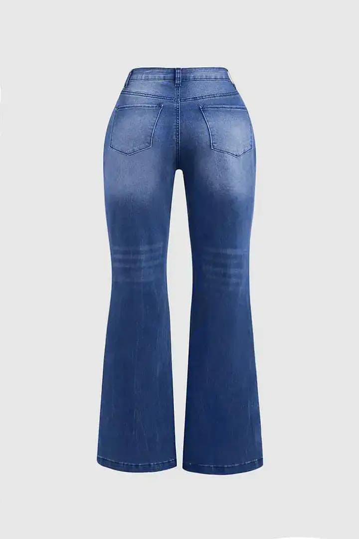 90s Vintage Distressed Raw Hem High Waist Flare Leg Jeans