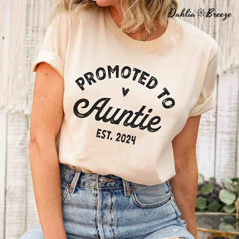 Promoted to Auntie Letter Print T-shirt