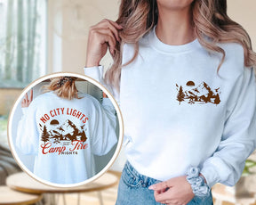 No City Lights Just Camp Fire Nights Camping Sweatshirt