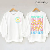 Boat Waves Sun Rays Lake Days Retro Summer Sweatshirt