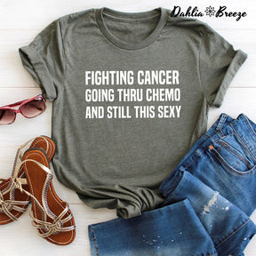 Fighting Cancer Letter Print T-shirt