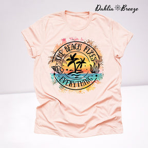 The Beach Fixes Everything Cute Beach Vacation T-shirt