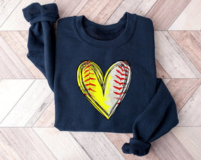 Softball Distressed Heart Sweatshirt