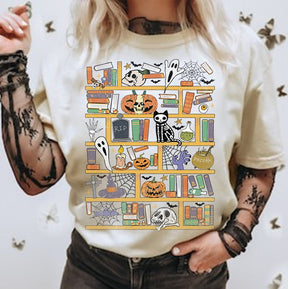 Halloween Library Ghost Books T-shirt