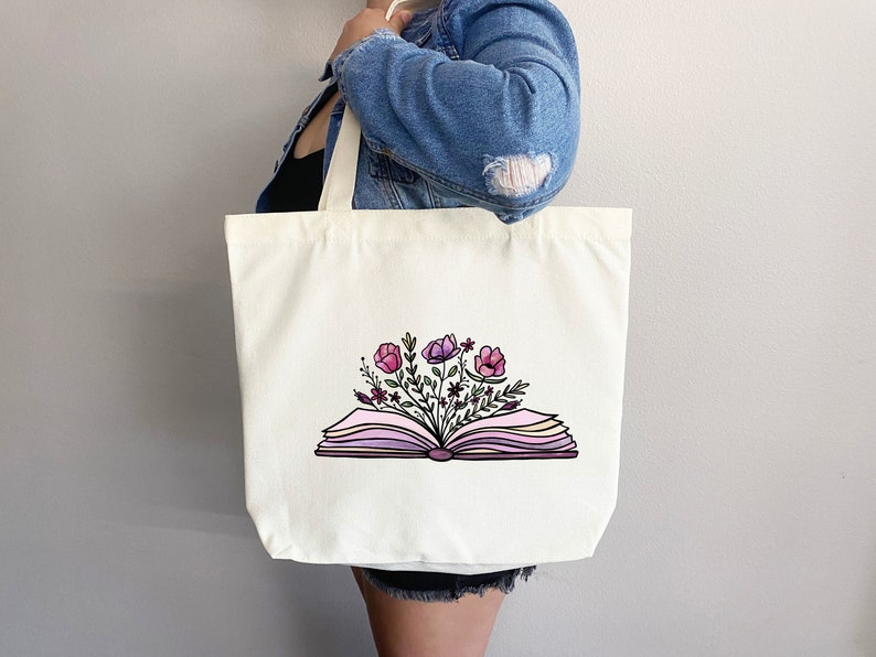 Floral Book Tote Bag