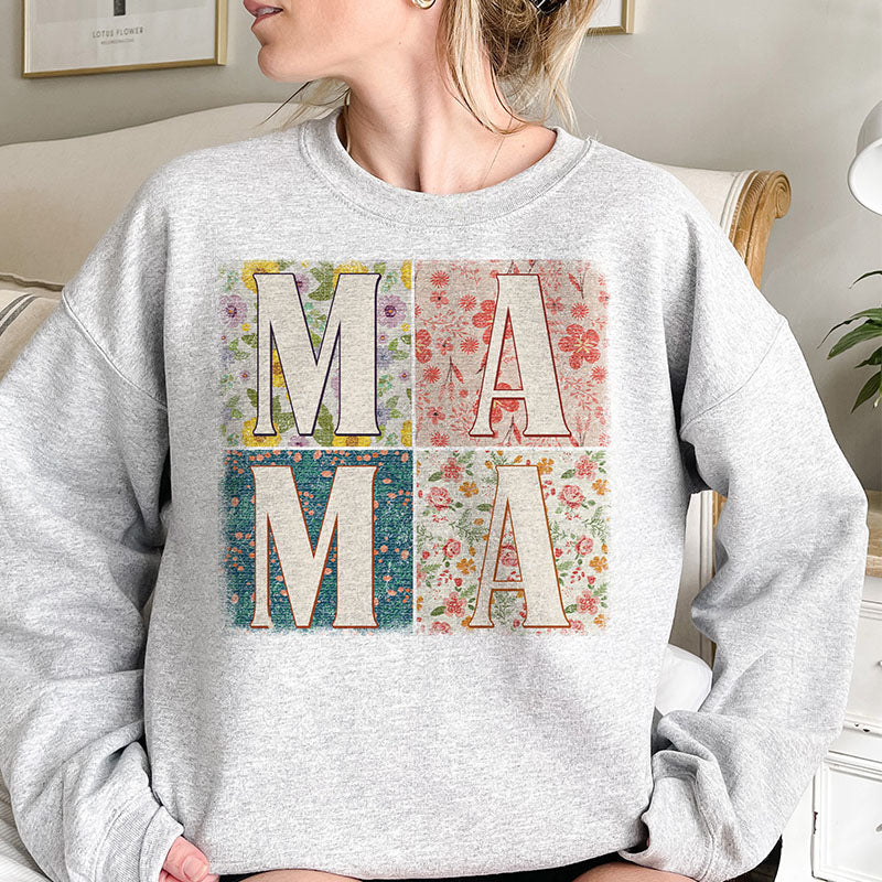 Sweat-shirt rétro à imprimé floral Mama