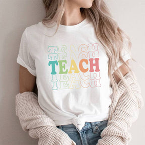 Retro Teach Letter Print T-shirt