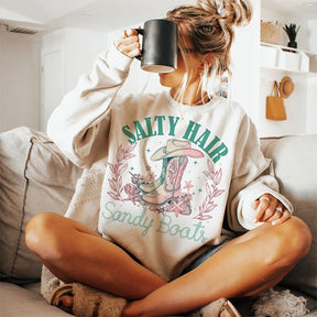 Salt Hair Sandy Boots Cowgirl Sweatshirt