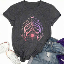 Vintage Moon Butterfly Print T-shirt