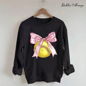 Sweat-shirt Coquette Pink Bow Softball Mama