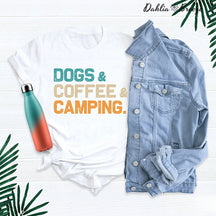 T-shirt de camping pour chiens et café