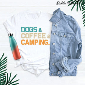 Dogs Coffee Camping T-shirt