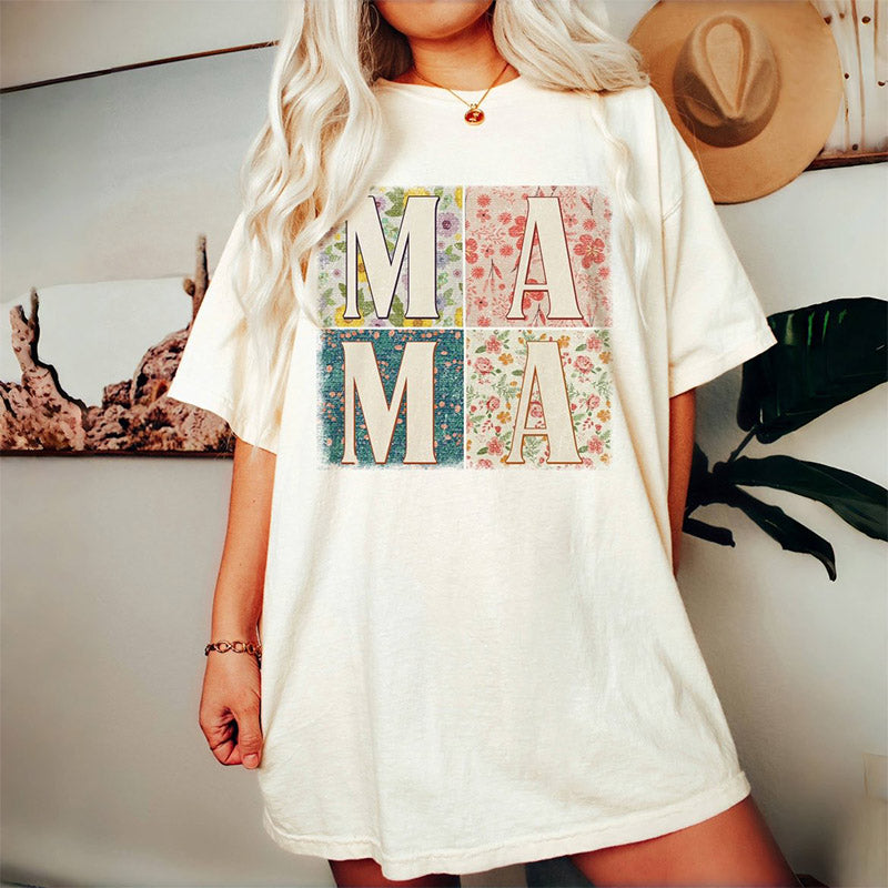 Retro Floral Mama Print T-shirt