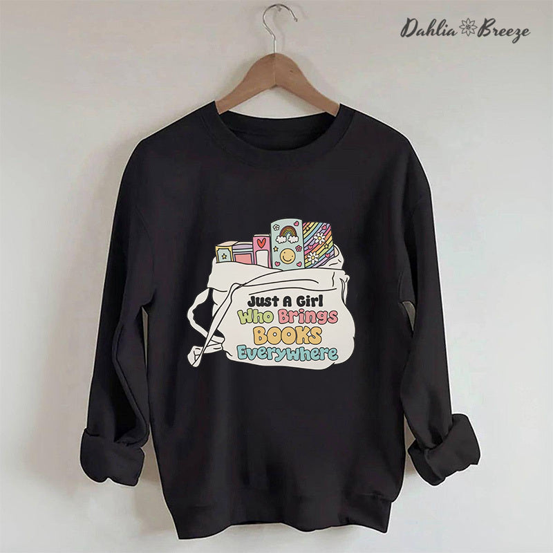 Sweat-shirt Juste une fille qui apporte des livres partout