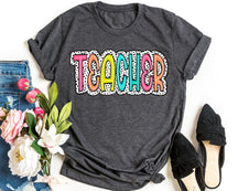 Teacher Colorful Letter Print T-shirt