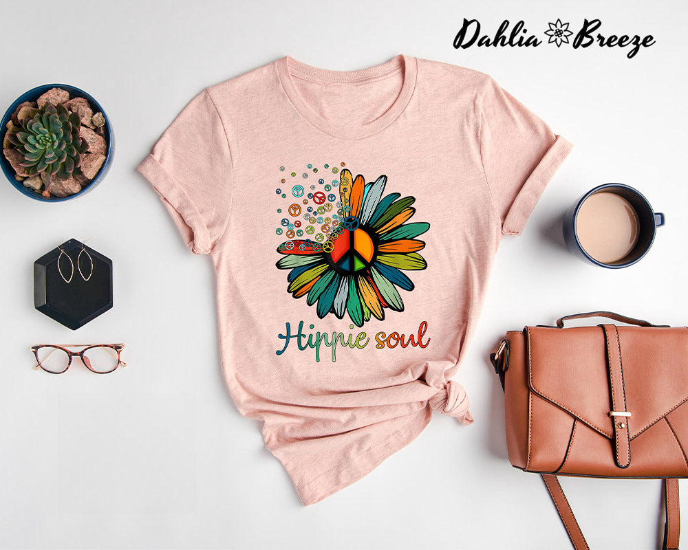 T-shirt Hippie Soul Paix Fleur