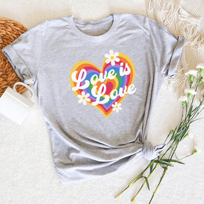 Vintage Rainbow Heart Love Is Love T-shirt