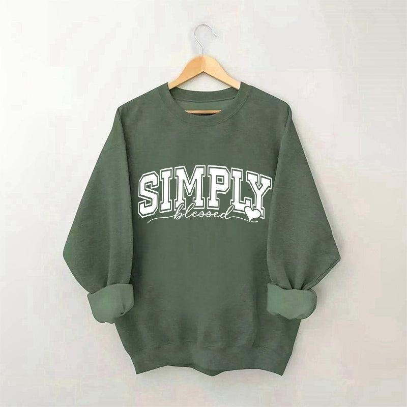 Simply Blessed Letter Print Sweatshirt