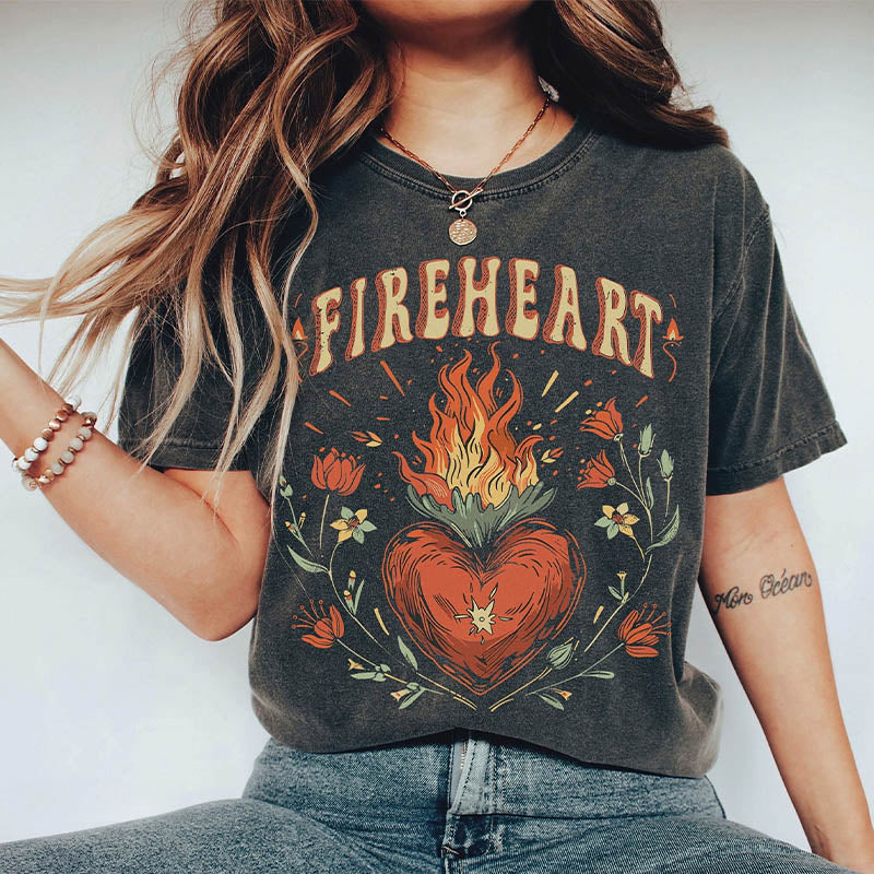 T-shirt Vintage Fire-heart Fantasy Reader