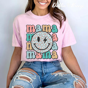 Retro Smiley Face Mama T-shirt