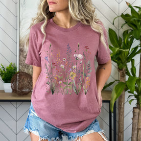 T-shirt botanique de fleurs sauvages vintage