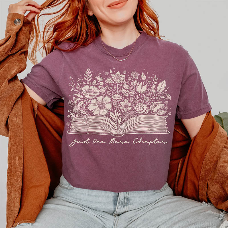 Just One More Chapter Flower Book T-shirt