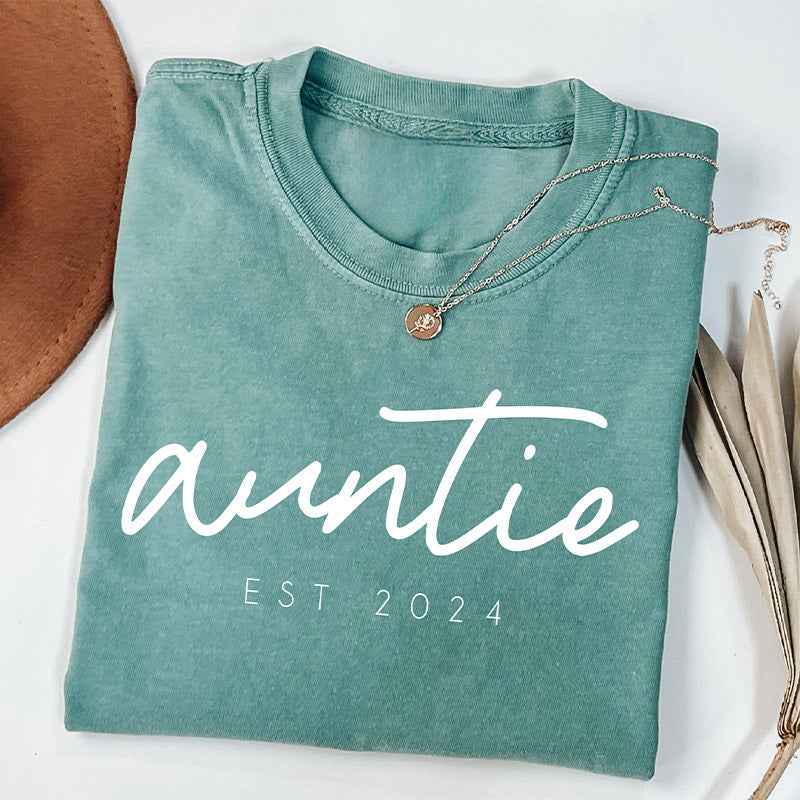 Cool Auntie Letter Print T-shirt