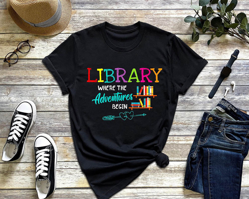 Library Where The Adventure Begin T-shirt