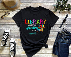 T-shirt Bibliothèque Où commence l'aventure