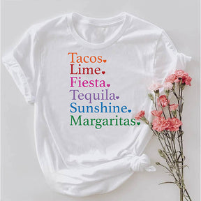 Tacos And Tequila Letter Print T-shirt