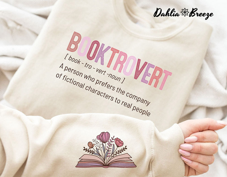 Booktrovert Definition Funny Floral Book Sweatshirt