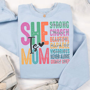 She is Mom Letter Print Sweatshirt