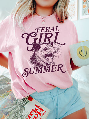 Feral Girl Summer Opossum Funny T-shirt