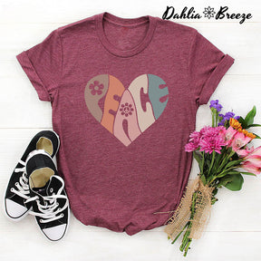 T-shirt coeur de paix vintage