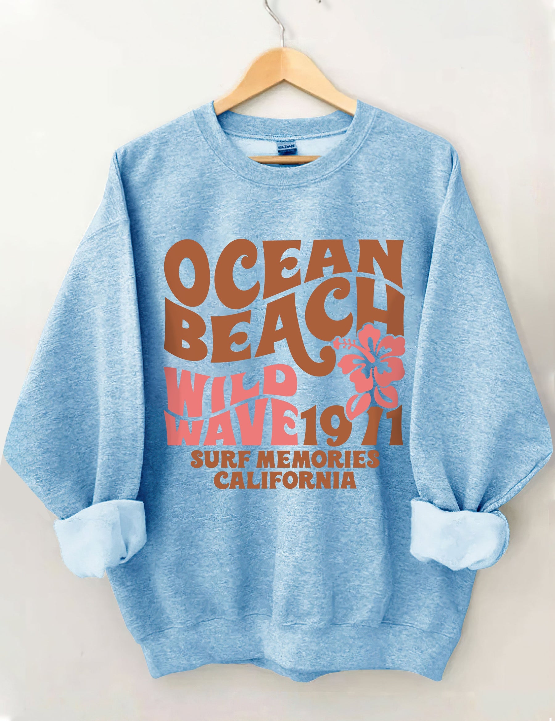 Ocean Beach Wild Wave 1971 Surf Memories California Sweatshirt